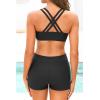 imageYonique 3 Piece Tankini Swimsuits for Women Bathing Suits with Boy Shorts and Swim Tank Top Bra Modest SwimwearBlack 02