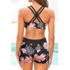 imageYonique 3 Piece Tankini Swimsuits for Women Bathing Suits with Boy Shorts and Swim Tank Top Bra Modest SwimwearBlack and Orange