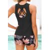 imageYonique 3 Piece Tankini Swimsuits for Women Bathing Suits with Boy Shorts and Swim Tank Top Bra Modest SwimwearBlack and Orange