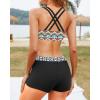 imageYonique 3 Piece Tankini Swimsuits for Women Bathing Suits with Boy Shorts and Swim Tank Top Bra Modest SwimwearBlue Purple Geometric