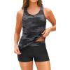 imageYonique 3 Piece Tankini Swimsuits for Women Bathing Suits with Boy Shorts and Swim Tank Top Bra Modest SwimwearCamo