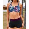 imageYonique 3 Piece Tankini Swimsuits for Women Bathing Suits with Boy Shorts and Swim Tank Top Bra Modest SwimwearDark Red