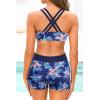 imageYonique 3 Piece Tankini Swimsuits for Women Bathing Suits with Boy Shorts and Swim Tank Top Bra Modest SwimwearGalaxy Blue Leaf