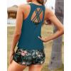 imageYonique 3 Piece Tankini Swimsuits for Women Bathing Suits with Boy Shorts and Swim Tank Top Bra Modest SwimwearGreen and Flower Print