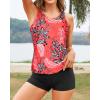 imageYonique 3 Piece Tankini Swimsuits for Women Bathing Suits with Boy Shorts and Swim Tank Top Bra Modest SwimwearRed Floral