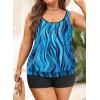 imageYonique Plus Size Tankini Swimsuits for Women Blouson Tankini Tops with Swim Shorts Two Piece Bathing SuitsBlue Ripples