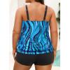 imageYonique Plus Size Tankini Swimsuits for Women Blouson Tankini Tops with Swim Shorts Two Piece Bathing SuitsBlue Ripples