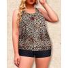 imageYonique Plus Size Tankini Swimsuits for Women Blouson Tankini Tops with Swim Shorts Two Piece Bathing SuitsLeopard
