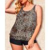 imageYonique Plus Size Tankini Swimsuits for Women Blouson Tankini Tops with Swim Shorts Two Piece Bathing SuitsLeopard