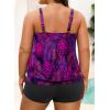 imageYonique Plus Size Tankini Swimsuits for Women Blouson Tankini Tops with Swim Shorts Two Piece Bathing SuitsPurple Leaves