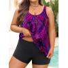 imageYonique Plus Size Tankini Swimsuits for Women Blouson Tankini Tops with Swim Shorts Two Piece Bathing SuitsPurple Leaves
