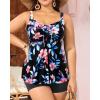 imageYonique Plus Size Two Piece Swimsuit for Women Blouson Tankini Tummy Control Bathing SuitFlowy Pink Floral