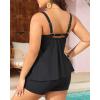 imageYonique Plus Size Two Piece Swimsuit for Women Blouson Tankini Tummy Control Bathing SuitFlowyblack