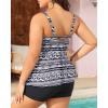 imageYonique Plus Size Two Piece Swimsuit for Women Blouson Tankini Tummy Control Bathing SuitFlowyblackwhite Tribal