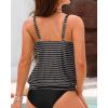 imageYonique Womens Blouson Tankini Top No Bottom Loose Fit Swim Top Modest Tank Top Black Striped XL