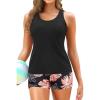 imageYonique 3 Piece Tankini Swimsuits for Women Bathing Suits with Boy Shorts and Swim Tank Top Bra Modest SwimwearBlack and Orange