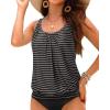 imageYonique Womens Blouson Tankini Top No Bottom Loose Fit Swim Top Modest Tank Top Black Striped XL
