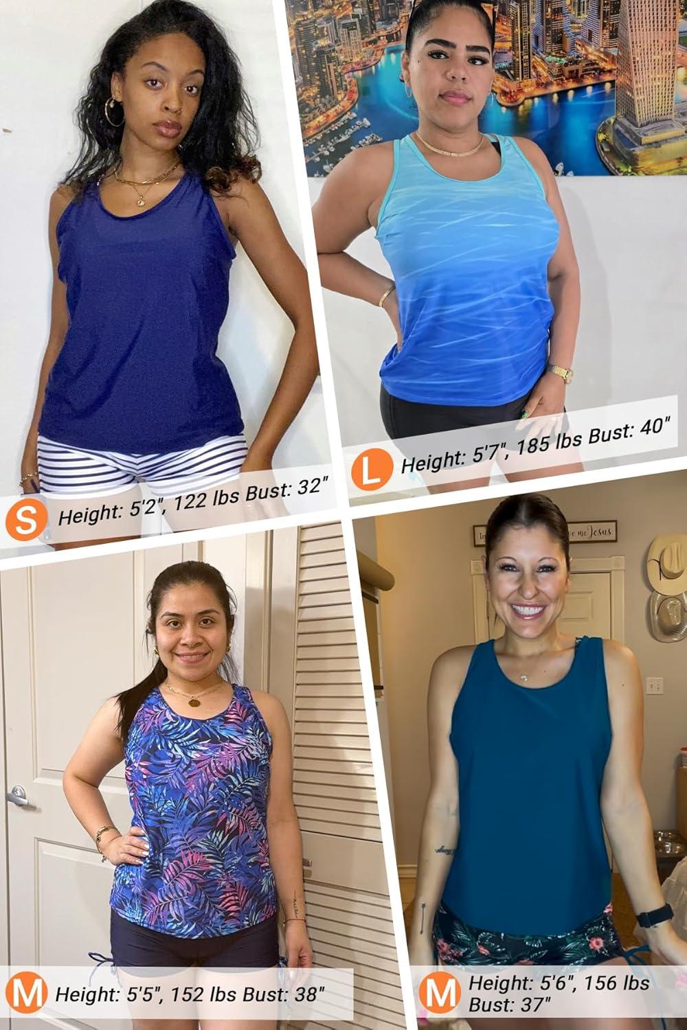 imageYonique 3 Piece Tankini Swimsuits for Women Swim Tank Top Bathing Suits with Boy Shorts and Bra Athletic SwimwearRed Floral 01