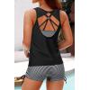 imageYonique 3 Piece Tankini Swimsuits for Women Swim Tank Top Bathing Suits with Boy Shorts and Bra Athletic SwimwearBlack Striped