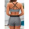 imageYonique 3 Piece Tankini Swimsuits for Women Swim Tank Top Bathing Suits with Boy Shorts and Bra Athletic SwimwearBlack Striped
