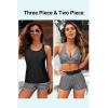 imageYonique 3 Piece Tankini Swimsuits for Women Swim Tank Top Bathing Suits with Boy Shorts and Bra Athletic SwimwearBlack Striped