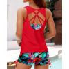 imageYonique 3 Piece Tankini Swimsuits for Women Swim Tank Top Bathing Suits with Boy Shorts and Bra Athletic SwimwearRed Floral 01