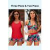 imageYonique 3 Piece Tankini Swimsuits for Women Swim Tank Top Bathing Suits with Boy Shorts and Bra Athletic SwimwearRed Floral 01