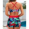 imageYonique 3 Piece Tankini Swimsuits for Women Swim Tank Top Bathing Suits with Boy Shorts and Bra Athletic SwimwearRed Floral 01