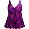 imagePlus Size Tankini Tops for Women Only  Flowy Bathing Suits Tops Modest Swimsuit No BottomPurple Leaves