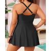 imagePlus Size Tankini Swimsuit  Two Piece Swimsuit Dress Tummy Control Swimwear 2025 Cross Back Bathing SuitBlack
