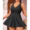 imagePlus Size Tankini Swimsuit  Two Piece Swimsuit Dress Tummy Control Swimwear 2025 Cross Back Bathing SuitBlack
