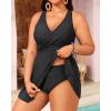 imagePlus Size Tankini Swimsuit  Two Piece Swimsuit Dress Tummy Control Swimwear 2025 Cross Back Bathing SuitBlack