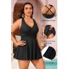 imagePlus Size Tankini Swimsuit  Two Piece Swimsuit Dress Tummy Control Swimwear 2025 Cross Back Bathing SuitBlack