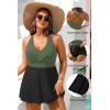 imagePlus Size Tankini Swimsuit  Two Piece Swimsuit Dress Tummy Control Swimwear 2025 Cross Back Bathing SuitOlive Green