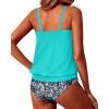 imageYonique Blouson Tankini Swimsuits for Women Loose Fit Modest Two Piece Bathing SuitsAqua Green Floral
