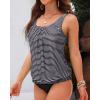 imageYonique Blouson Tankini Swimsuits for Women Loose Fit Modest Two Piece Bathing SuitsBlack Striped