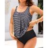imageYonique Blouson Tankini Swimsuits for Women Loose Fit Modest Two Piece Bathing SuitsBlack Striped