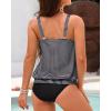 imageYonique Blouson Tankini Swimsuits for Women Loose Fit Modest Two Piece Bathing SuitsBlack Striped