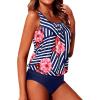 imageYonique Blouson Tankini Swimsuits for Women Loose Fit Modest Two Piece Bathing SuitsBlue Floral