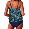 imageYonique Blouson Tankini Swimsuits for Women Loose Fit Modest Two Piece Bathing SuitsBlue Leaf