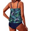 imageYonique Blouson Tankini Swimsuits for Women Loose Fit Modest Two Piece Bathing SuitsBlue Leaf