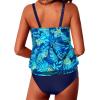 imageYonique Blouson Tankini Swimsuits for Women Loose Fit Modest Two Piece Bathing SuitsBlue Leaves