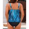 imageYonique Blouson Tankini Swimsuits for Women Loose Fit Modest Two Piece Bathing SuitsBlue Wavy Pattern