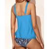 imageYonique Blouson Tankini Swimsuits for Women Loose Fit Modest Two Piece Bathing SuitsCute Blue Floral