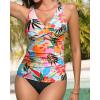 imageYonique Tankini Swimsuits for Women Tummy Control Bathing Suits Two Piece Tankini Tops with Bikini Bottoms Twist Swimwear Colorful Floral M