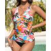 imageYonique Tankini Swimsuits for Women Tummy Control Bathing Suits Two Piece Tankini Tops with Bikini Bottoms Twist Swimwear Colorful Floral S