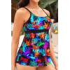 imageYonique Tankini Top for Women Bathing Suit Top No Bottom Modest Swimsuit Top Only Tummy Control Swim Tank TopColorful Leaves