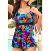 imageYonique Tankini Top for Women Bathing Suit Top No Bottom Modest Swimsuit Top Only Tummy Control Swim Tank TopColorful Leaves