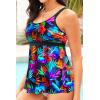 imageYonique Tankini Top for Women Bathing Suit Top No Bottom Modest Swimsuit Top Only Tummy Control Swim Tank TopColorful Leaves