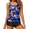 imageYonique Women Plus Size Tankini with Shorts Two Piece Bathing Suits Athletic Swimsuits Tummy Control SwimwearFlowers